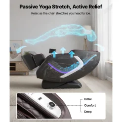 VEVOR Massage Chair,  4D Full Body Zero Gravity Recliner with SL Track, Yoga Stretch, AI Voice Control, Heat, Foot Roller, Retractable Pedal, 36 Airbags, LCD, Armrest Controls, Rolling Base