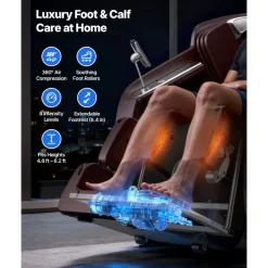 VEVOR Massage Chair,  4D Full Body Zero Gravity Recliner with SL Track, Yoga Stretch, AI Voice Control, Heat, Foot Roller, Retractable Pedal, 36 Airbags, LCD, Armrest Controls, Rolling Base