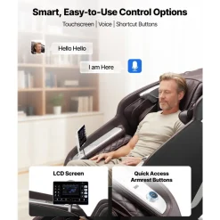VEVOR Massage Chair,  4D Full Body Zero Gravity Recliner with SL Track, Yoga Stretch, AI Voice Control, Heat, Foot Roller, Retractable Pedal, 36 Airbags, LCD, Armrest Controls, Rolling Base