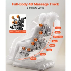 VEVOR Massage Chair, 4D Zero-Gravity Full Body Massage Chair with Extendable Footrest, Automatic Modes, Airbags, Waist & Leg Heating, Bluetooth Speaker, Touchscreen Control, for Home and Office Use