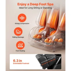 VEVOR Massage Chair, 4D Zero-Gravity Full Body Massage Chair with Extendable Footrest, Automatic Modes, Airbags, Waist & Leg Heating, Bluetooth Speaker, Touchscreen Control, for Home and Office Use