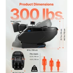 VEVOR Massage Chair, 4D Zero-Gravity Full Body Massage Chair with Extendable Footrest, Automatic Modes, Airbags, Waist & Leg Heating, Bluetooth Speaker, Touchscreen Control, for Home and Office Use