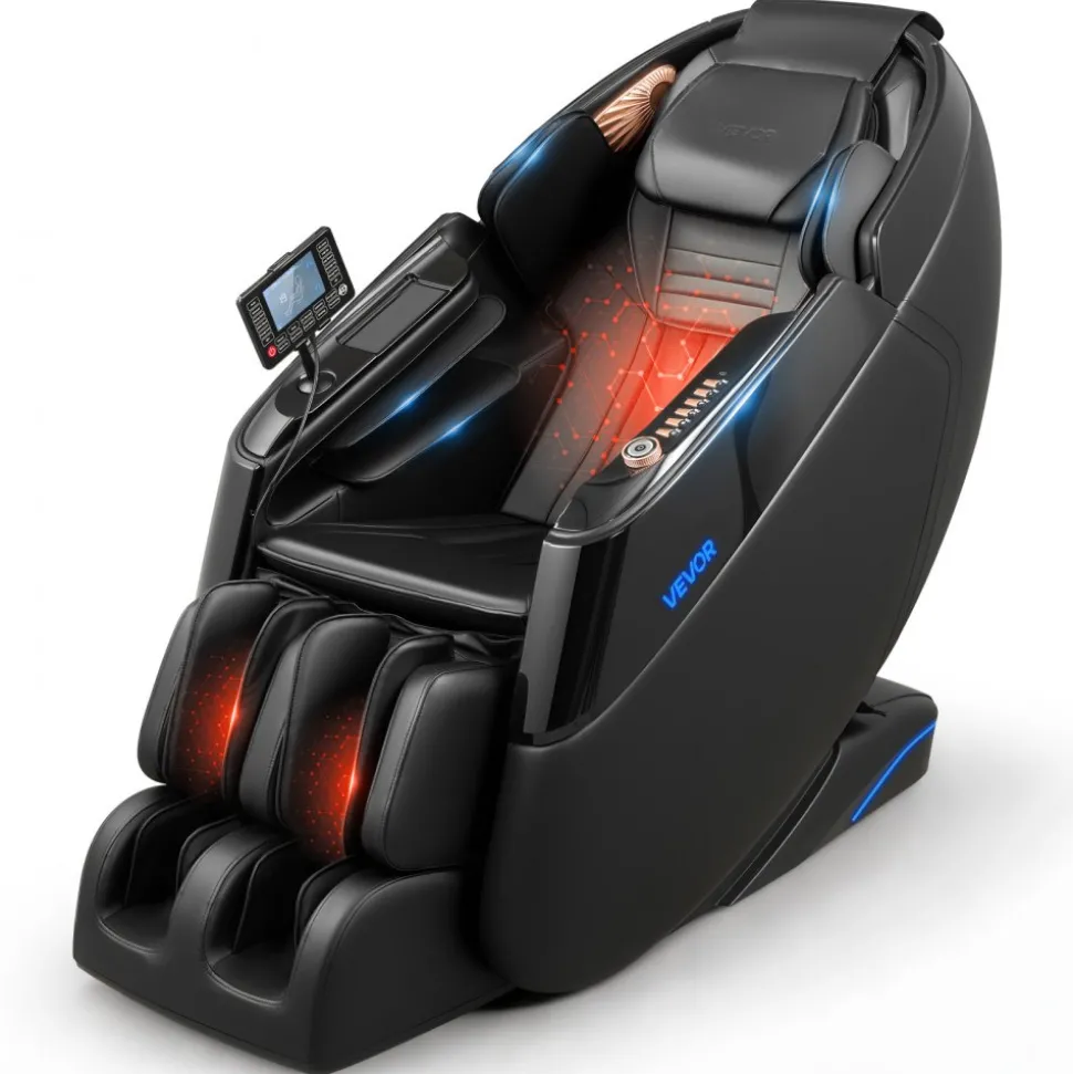 VEVOR Massage Chair, 4D Zero-Gravity Full Body Massage Chair with Extendable Footrest, Automatic Modes, Airbags, Waist & Leg Heating, Bluetooth Speaker, Touchscreen Control, for Home and Office Use