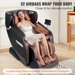 VEVOR Massage Chair - Full Body Zero Gravity Recliner with Multi Auto Modes, 3D Shiatsu, Heating, Bluetooth Speaker, Airbag, Foot Roller, and Touch Screen