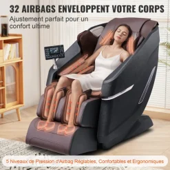 VEVOR Massage Chair with Flexible SL-Track, Full Body Zero Gravity Recliner, 10-18 Auto Modes, 3D Shiatsu, Heating, Bluetooth Speaker, Airbag, Foot Roller, and Touch Screen