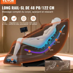 VEVOR Massage Chair with Flexible SL-Track, Full Body Zero Gravity Recliner, 10-18 Auto Modes, 3D Shiatsu, Heating, Bluetooth Speaker, Airbag, Foot Roller, and Touch Screen