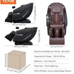 VEVOR Massage Chair with Flexible SL-Track, Full Body Zero Gravity Recliner, 10-18 Auto Modes, 3D Shiatsu, Heating, Bluetooth Speaker, Airbag, Foot Roller, and Touch Screen