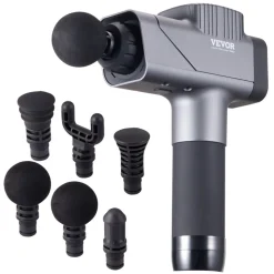 VEVOR Massage Gun Deep Tissue, Percussion Muscle Massager for Athletes - with 8 Speed Levels & 6 Massage Heads, 16V 2500mAh Batteries, Handheld Massage Gun for Pain Relief, Muscle Relaxation
