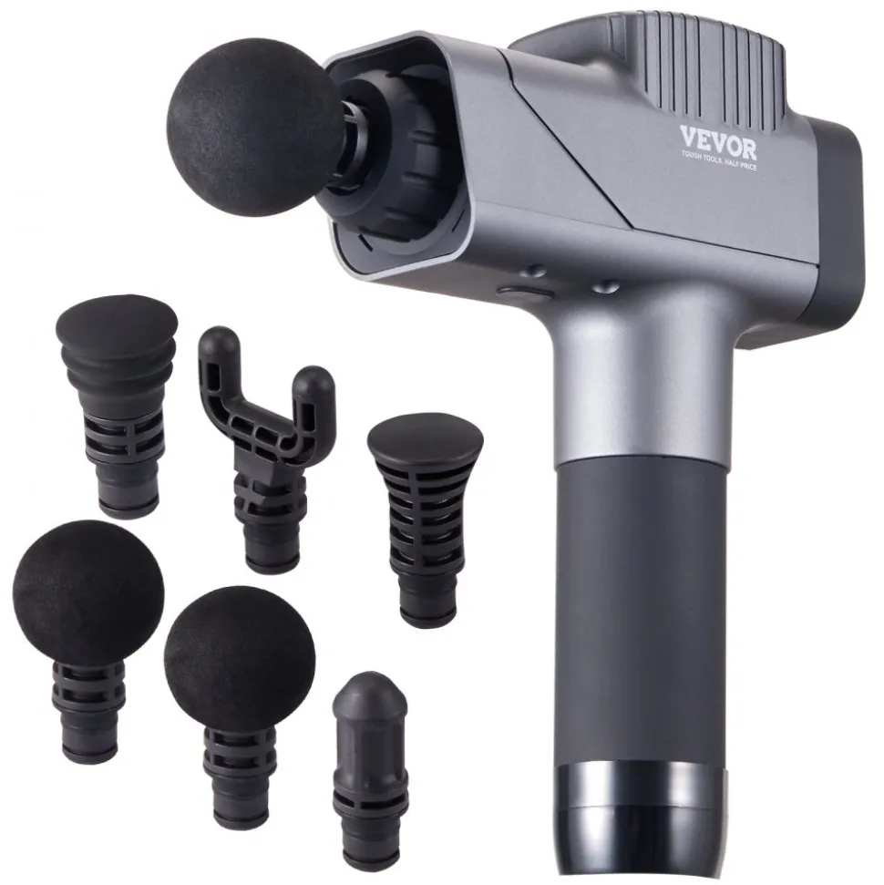 VEVOR Massage Gun Deep Tissue, Percussion Muscle Massager for Athletes - with 8 Speed Levels & 6 Massage Heads, 16V 2500mAh Batteries, Handheld Massage Gun for Pain Relief, Muscle Relaxation
