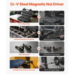 VEVOR Master Magnetic Impact Nut Driver Set 34-Piece, Metric & SAE Sizes, with Nut Setter, Quick Release Extension, Wing Nut Driver, Storage Box, Versatile for Automotive, Machinery, and DIY Tasks