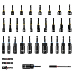 VEVOR Master Magnetic Impact Nut Driver Set 34-Piece, Metric & SAE Sizes, with Nut Setter, Quick Release Extension, Wing Nut Driver, Storage Box, Versatile for Automotive, Machinery, and DIY Tasks