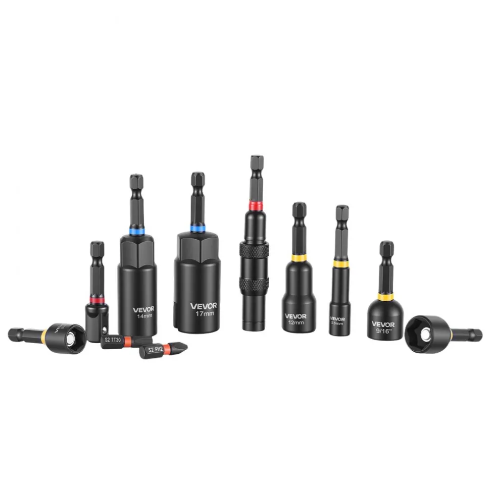 VEVOR Master Magnetic Impact Nut Driver Set 55PCS, Metric & SAE Sizes, with Socket Adapters, Bit Holder, Wing Nut Driver, Pivoting Nutsetter, Quick Release Extension, Power Bits, Storage Box