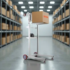 VEVOR Material Lift Winch Stacker, 551 lbs Capacity Pallet Truck Dolly, 70 in Max Lifting Height Manual Winch Stacker, Multifunctional Manual Pallet Truck Stacker with Wheels and Adjustable Fork