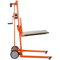 VEVOR Material Lift Winch Stacker, 330 lbs Capacity Pallet Truck Dolly, 42.9 in Max Lifting Height Manual Winch Stacker, Multifunctional Manual Pallet Truck Stacker with Swivel Casters and Lift Plate
