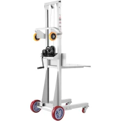 VEVOR Material Lift Winch Stacker, 400 lbs Capacity Pallet Truck Dolly, 51.1 in Max Lifting Height Manual Winch Stacker, Multifunctional Manual Pallet Truck Stacker with Wheels and Adjustable Plate