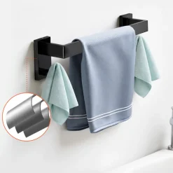 VEVOR Matte Black Bathroom Hardware Set, 5 Pieces Bathroom Accessories Set, Stainless Steel 16 inch Towel Bar, Towel Rack, 2 Robe Towel Hooks, Toilet Paper Holder for Bath Room, Wall Mounted