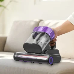 VEVOR Mattress Vacuum Cleaner, 550W Bed Vacuum Cleaner with 18Kpa Powerful Suction and Dual Dust Bin, HEPA Filter & Heating, Ultrasound Tech & Cleaning Lights, Handheld for Bed, Sofa, Corded, Gray