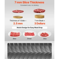 VEVOR Meat Cutter Machine Blade, 7 mm Replacement Commercial Blade for Model 90 Food Slicer, Stainless Steel, for Boneless Meat, Soft Vegetables