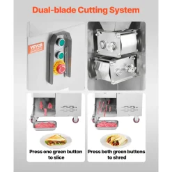 VEVOR Meat Cutter Machine, 1100W Meat Slicer, 1102 lb/h Commercial Meat Cutting Machine, Stainless Steel, 5 mm Thickness, Detachable Blades, Electric Food Slicer for Kitchen Restaurant Supermarket