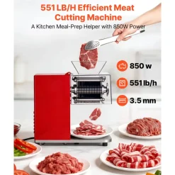 VEVOR Meat Cutting Machine, 850W Commercial Slicer, 3.5mm Heavy Duty Stainless Steel Blade Shredder for Boneless Meat Soft Vegetables, Electric Food Slicers for Kitchen Restaurant Supermarket