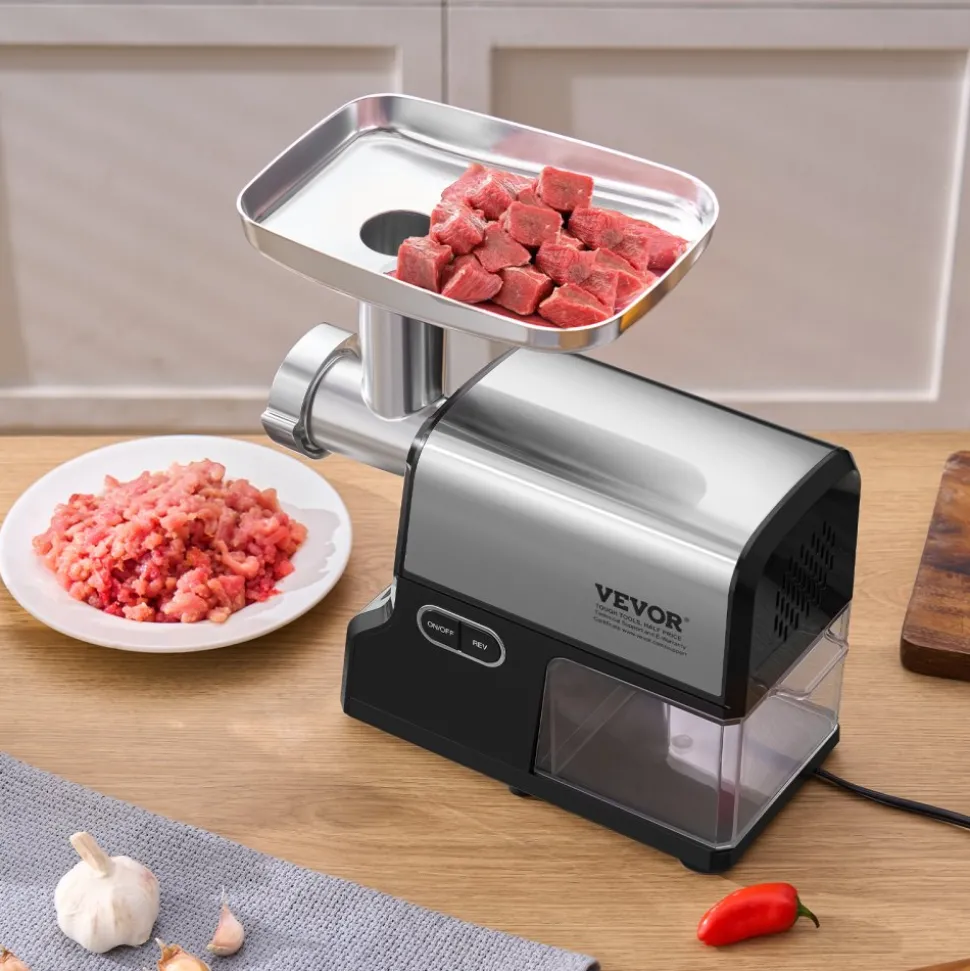 VEVOR Meat Grinder, 4.2 Lbs/Min Capacity Electric Meat Grinders with Blade, Grinding Plate, Sausage Maker, Kubbe Kit, Burger Press, Chopper Attachment, Stainless Steel Meat Mincer for Home Kitchen