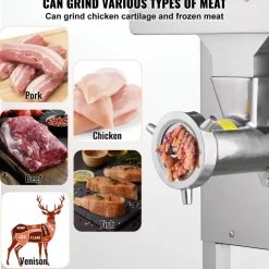 VEVOR Meat Grinder, 22 Lbs/Min Capacity Electric Meat Grinders w/ Blade, Grinding Plate, Sausage Maker, Stainless Steel Commercial Meat Mincer for Kitchen Restaurant Butcher Store