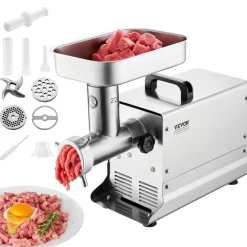 VEVOR Meat Grinder, 13 Lbs/Min Capacity Electric Meat Grinders with Blade, Grinding Plate, Sausage Maker, Stainless Steel Commercial Meat Mincer for Kitchen Restaurant Butcher Store