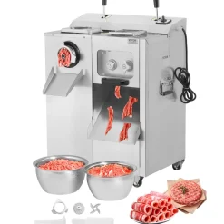VEVOR Meat Grinder, 14 Lbs/Min Electric Meat Grinder, Slicer, Sausage Stuffer with Blade, Grinding Plate, Sausage Maker, Stainless Steel Meat Mincer Cabinet for Slice Shred Dice, Restaurant Butcher