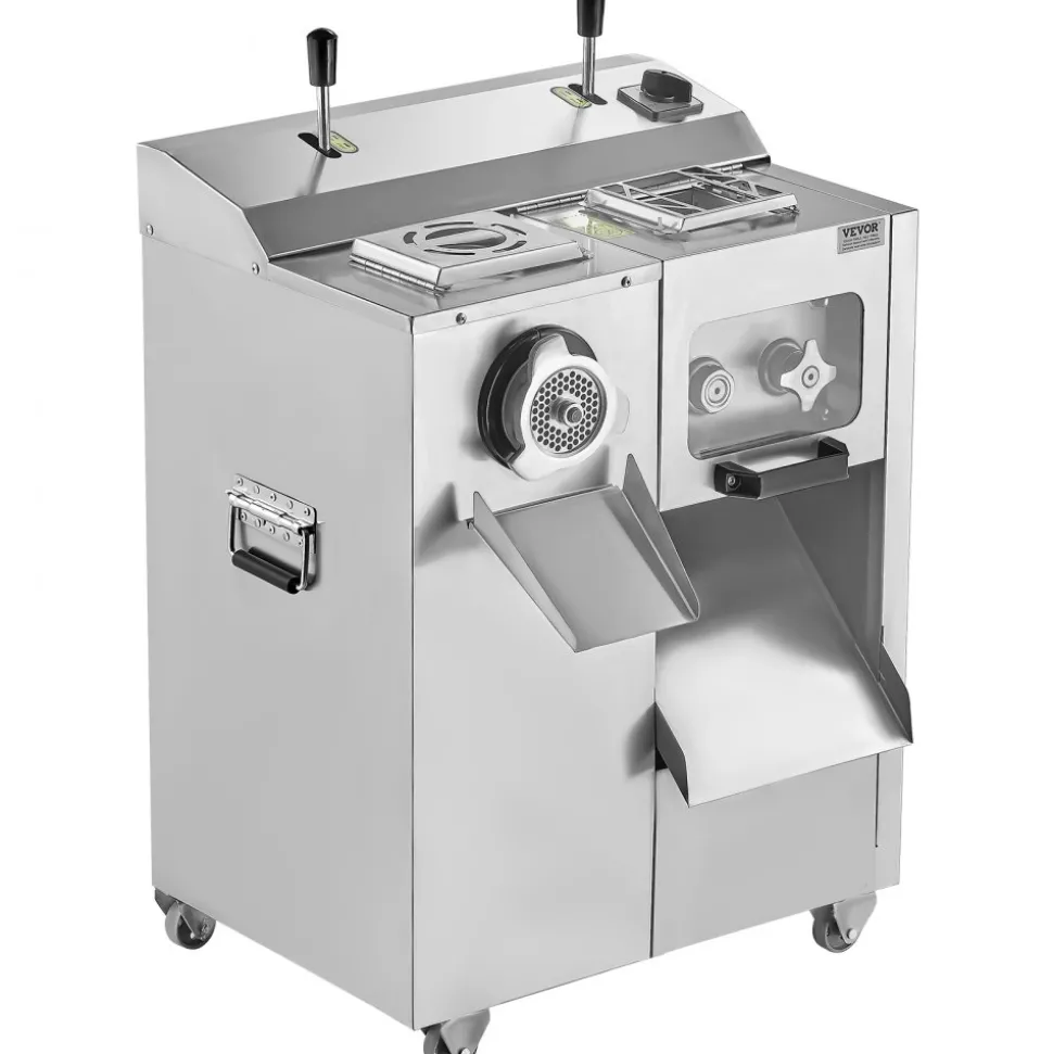 VEVOR Meat Grinder, 14 Lbs/Min Electric Meat Grinder, Slicer, Sausage Stuffer with Blade, Grinding Plate, Sausage Maker, Stainless Steel Meat Mincer Cabinet for Slice Shred Dice, Restaurant Butcher