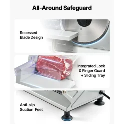 VEVOR Meat Slicer, 6.7 inch 150W Electric Deli Slicer Machine with two SUS420 Blades,  0-0.6 inch Adjustable Thickness, ETL Certified Home Food-Slicer for Meat, Ham, Baguett, Steak, ETL Approved