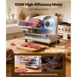 VEVOR Meat Slicer, 6.7 inch 150W Electric Deli Slicer Machine with two SUS420 Blades,  0-0.6 inch Adjustable Thickness, ETL Certified Home Food-Slicer for Meat, Ham, Baguett, Steak, ETL Approved