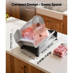 VEVOR Meat Slicer, 7.5 inch 200W Electric Deli Slicer Machine with  SUS420 Blade, 0-0.6 inch Adjustable Thickness, ETL Certified Home Food-Slicer for Meat, Ham, Baguett, Steak, ETL Approved