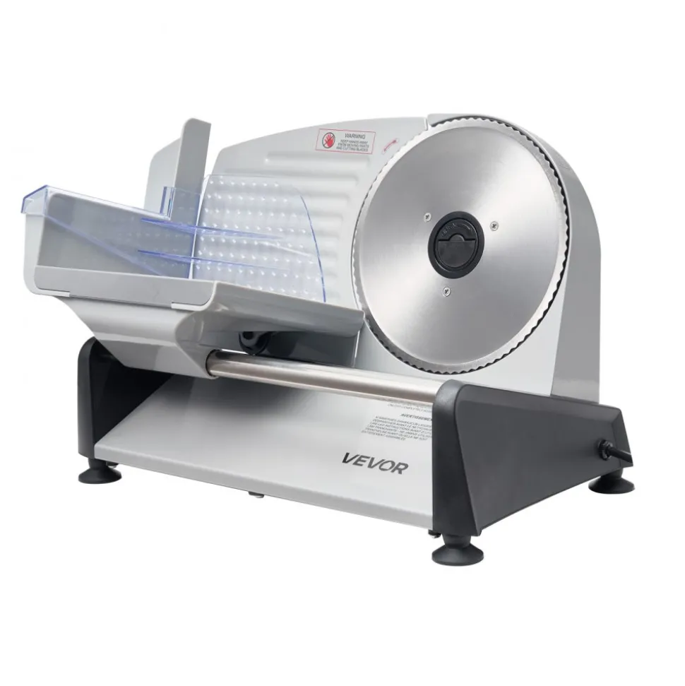 VEVOR Meat Slicer, 7.5 inch 200W Electric Deli Slicer Machine with SUS420 Blade, 0-0.6 inch Adjustable Thickness, ETL Certified Home Food-Slicer for Meat, Ham, Baguett, Steak, ETL Approved