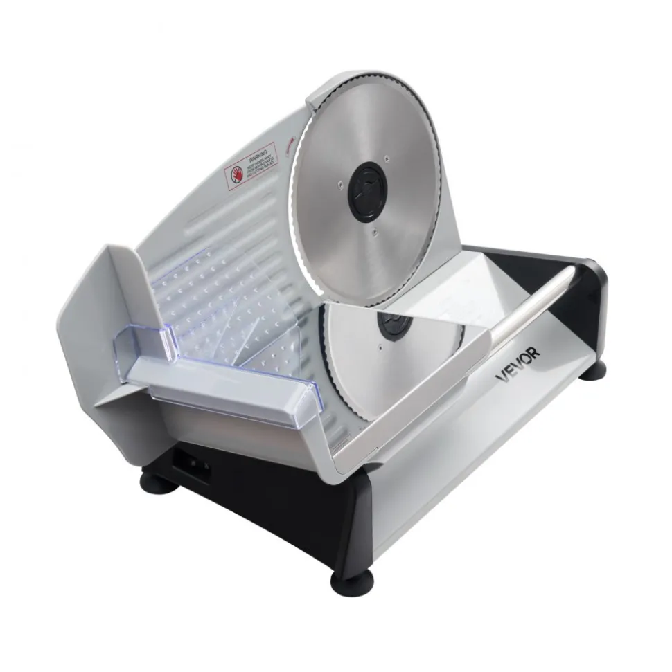 VEVOR Meat Slicer, 7.5 inch 200W Electric Deli Slicer Machine with SUS420 Blade, 0-0.6 inch Adjustable Thickness, ETL Certified Home Food-Slicer for Meat, Ham, Baguett, Steak, ETL Approved