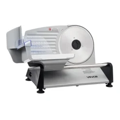 VEVOR Meat Slicer, 7.5 inch 200W Electric Deli Slicer Machine with SUS420 Blade, 0-0.6 inch Adjustable Thickness, ETL Certified Home Food-Slicer for Meat, Ham, Baguett, Steak, ETL Approved