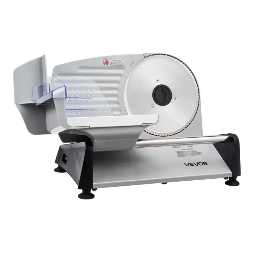VEVOR Meat Slicer, 7.5 inch 200W Electric Deli Slicer Machine with SUS420 Blade, 0-0.6 inch Adjustable Thickness, ETL Certified Home Food-Slicer for Meat, Ham, Baguett, Steak, ETL Approved