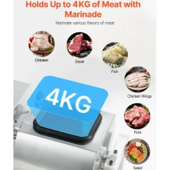 VEVOR Meat Tumbler Marinator, 10L Vacuum Tumbler Marinating Machine with Automatic Bidirectional Rotation, Stainless Steel Vacuum Curing Machine for Chicken Steak Pork, Home & Commercial Use