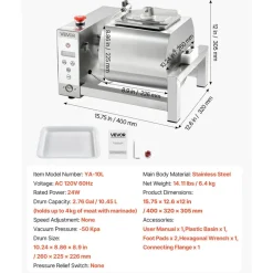 VEVOR Meat Tumbler Marinator, 10L Vacuum Tumbler Marinating Machine with Automatic Bidirectional Rotation, Stainless Steel Vacuum Curing Machine for Chicken Steak Pork, Home & Commercial Use