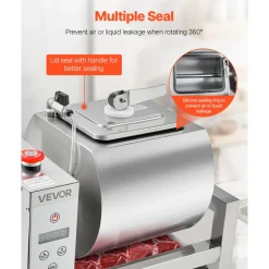 VEVOR Meat Tumbler Marinator, 10L Vacuum Tumbler Marinating Machine with Automatic Bidirectional Rotation, Stainless Steel Vacuum Curing Machine for Chicken Steak Pork, Home & Commercial Use