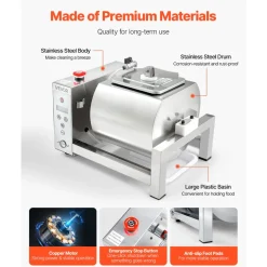 VEVOR Meat Tumbler Marinator, 10L Vacuum Tumbler Marinating Machine with Automatic Bidirectional Rotation, Stainless Steel Vacuum Curing Machine for Chicken Steak Pork, Home & Commercial Use