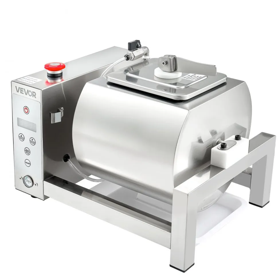 VEVOR Meat Tumbler Marinator, 10L Vacuum Tumbler Marinating Machine with Automatic Bidirectional Rotation, Stainless Steel Vacuum Curing Machine for Chicken Steak Pork, Home & Commercial Use