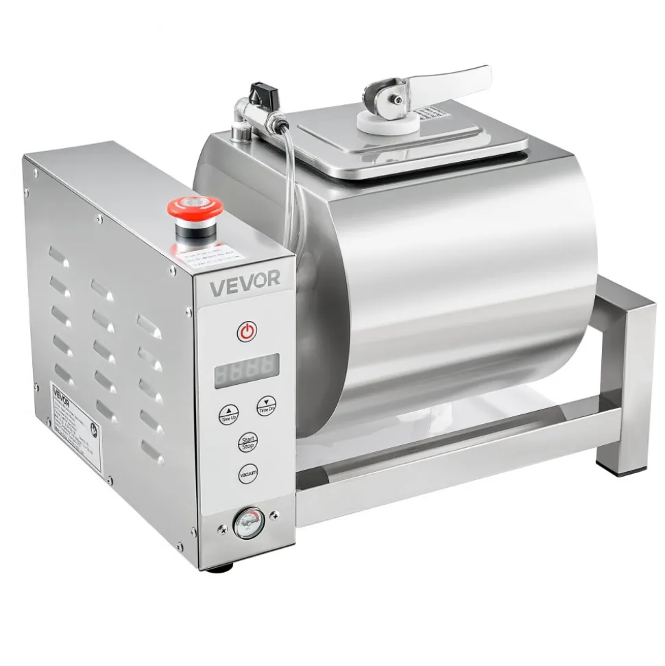 VEVOR Meat Tumbler Marinator, 10L Vacuum Tumbler Marinating Machine with Automatic Bidirectional Rotation, Stainless Steel Vacuum Curing Machine for Chicken Steak Pork, Home & Commercial Use