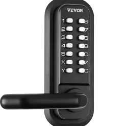 VEVOR Mechanical Keyless Entry Door Lock, 2.0 Code Upgrade, 4-7 Digits Code, Single-Sided Push Button Combination Mechanical Keypad Door Knob, Auto Locking, for Garden Gates, Indoor or Outdoor, Silver