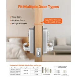 VEVOR Mechanical Keyless Entry Door Lock, 14 Key Mechanical Door Lock, Mechanical Keypad Door Lock with Handle, Double-Sided Stainless Steel Waterproof Keyless Gate Lock, for Home Office Yard, Sliver