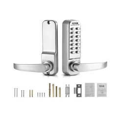 VEVOR Mechanical Keyless Entry Door Lock, 14 Key Mechanical Door Lock, Mechanical Keypad Door Lock with Handle, Stainless Steel Waterproof Keyless Gate Lock, for Home Office Outdoor Fence Garage Yard