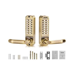 VEVOR Mechanical Keyless Entry Door Lock, 14 Key Mechanical Door Lock, Mechanical Keypad Door Lock with Handle, Double-Sided Stainless Steel Waterproof Keyless Gate Lock, for Home Office Fence Garage