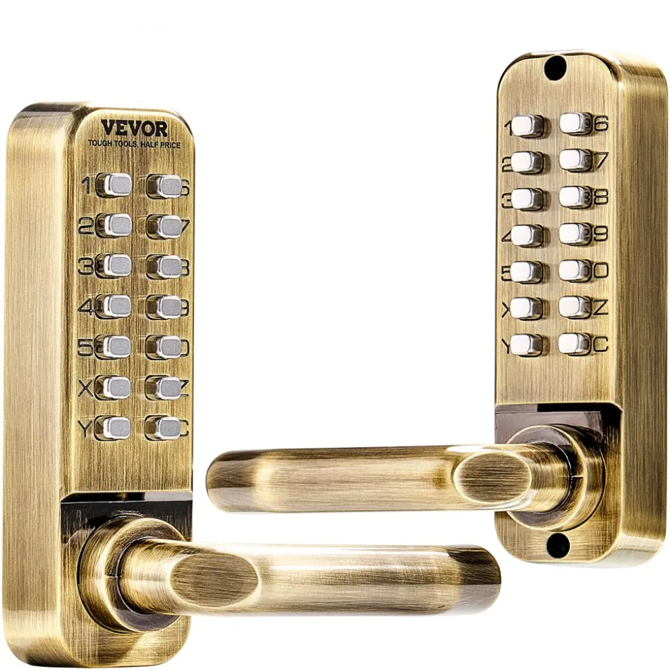 VEVOR Mechanical Keyless Entry Door Lock, 14 Key Mechanical Door Lock, Mechanical Keypad Door Lock with Handle, Double-Sided Stainless Steel Waterproof Keyless Gate Lock, for Home Office Fence Garage