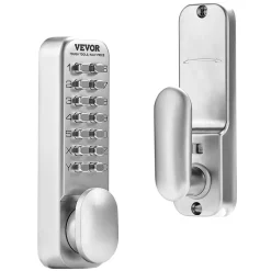 VEVOR Mechanical Keyless Entry Door Lock, 14 Key Mechanical Door Lock, Mechanical Keypad Door Knob, Single-Side Stainless Steel Waterproof Keyless Gate Lock, for Home Office Outdoor Fence Garage Yard