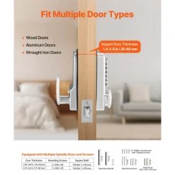 VEVOR Mechanical Keyless Entry Door Lock, 14 Key Mechanical Door Lock, Mechanical Keypad Door Knob, Single-Side Stainless Steel Waterproof Keyless Gate Lock, for Home Office Outdoor Fence Garage Yard