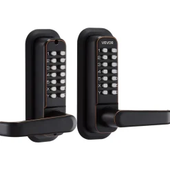 VEVOR Mechanical Keyless Entry Door Lock, 2.0 Code Upgrade, 4-7 Digits Code, Double-Sided Push Button Combination Keypad Door Lock with Handle, Auto Locking, for Indoor or Outdoor, Oil-Rubbed Bronze